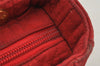 Authentic Christian Dior Lady Dior Nylon Cannage Hand Bag Purse Red Junk 3184K