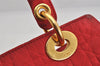 Authentic Christian Dior Lady Dior Nylon Cannage Hand Bag Purse Red Junk 3184K