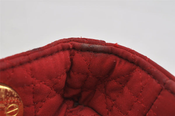Authentic Christian Dior Lady Dior Nylon Cannage Hand Bag Purse Red Junk 3184K
