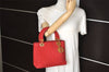 Authentic Christian Dior Lady Dior Nylon Cannage Hand Bag Purse Red Junk 3184K