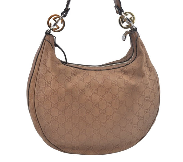 Authentic GUCCI Guccissima Twins Shoulder Hand Bag GG Leather 232962 Brown 3185J