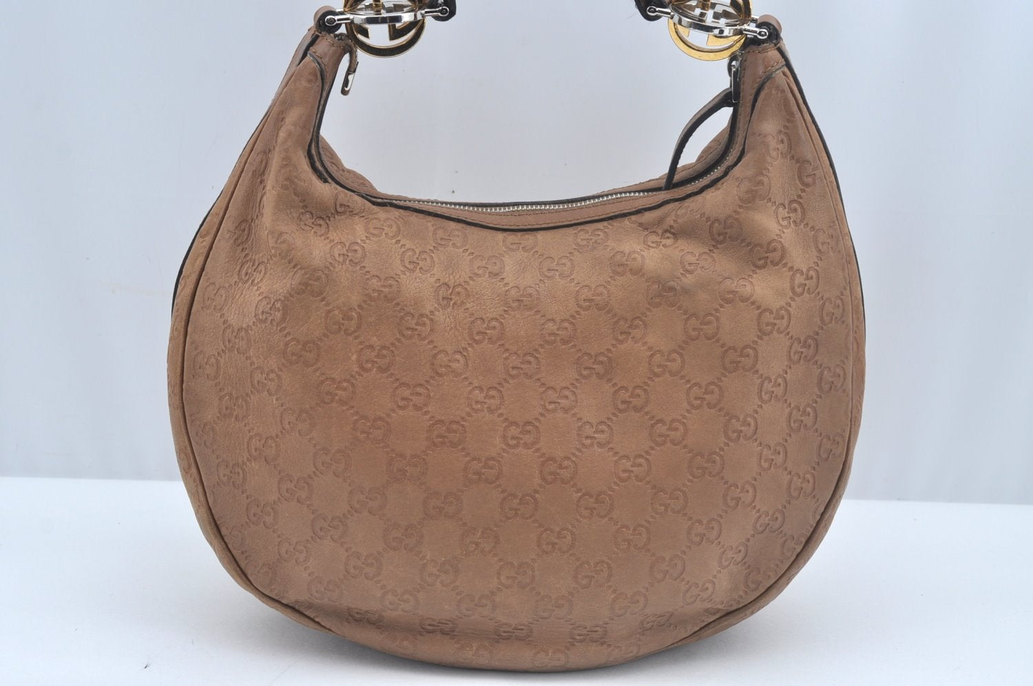 Authentic GUCCI Guccissima Twins Shoulder Hand Bag GG Leather 232962 Brown 3185J