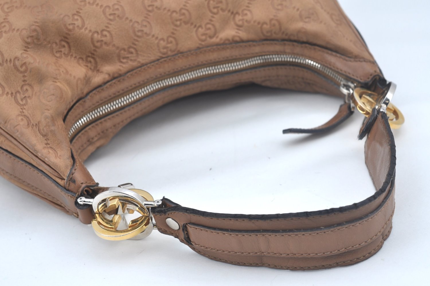 Authentic GUCCI Guccissima Twins Shoulder Hand Bag GG Leather 232962 Brown 3185J
