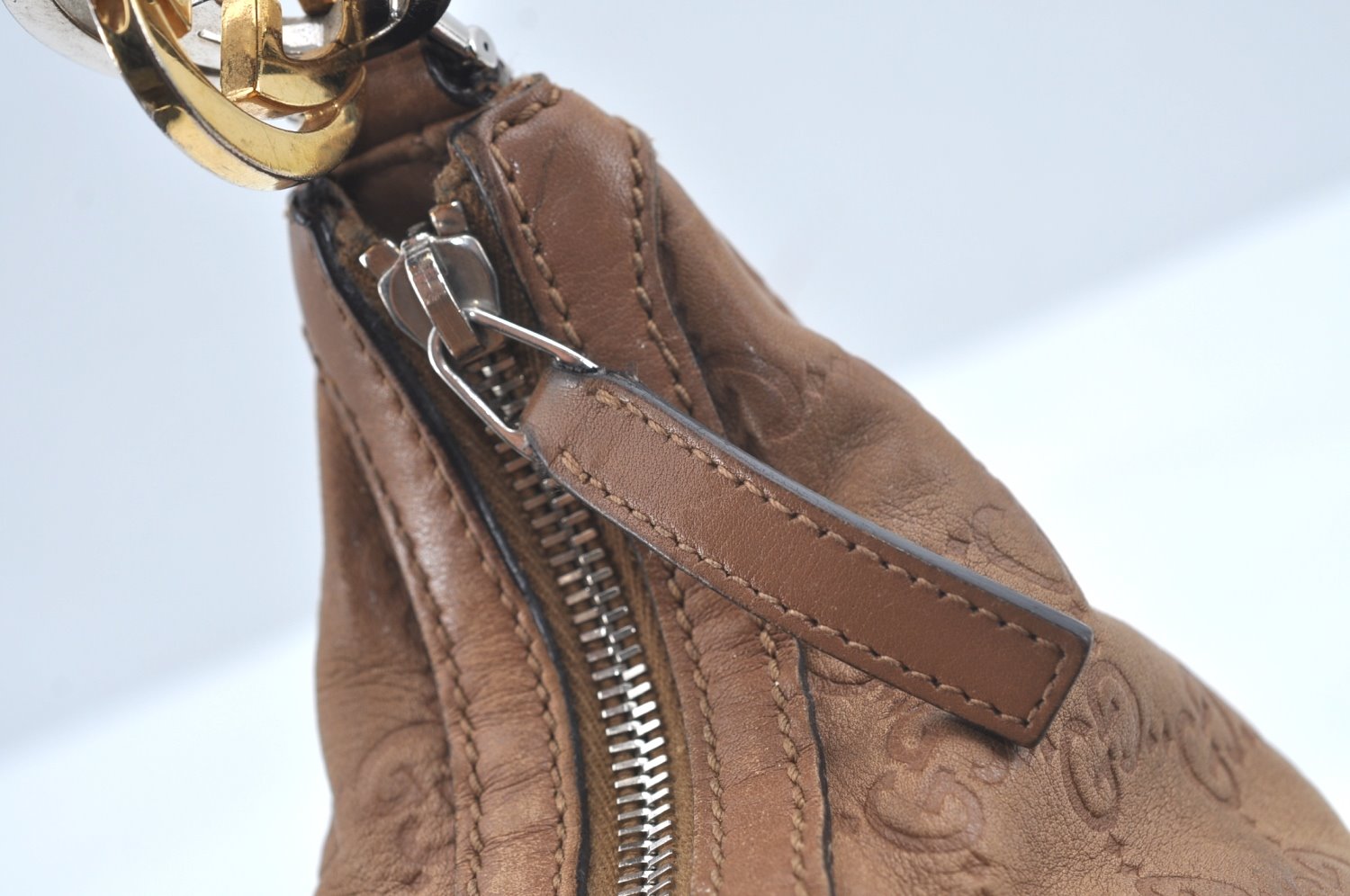 Authentic GUCCI Guccissima Twins Shoulder Hand Bag GG Leather 232962 Brown 3185J