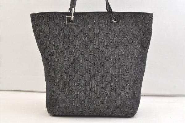 Authentic GUCCI Vintage Shoulder Tote Bag GG Canvas Leather 31243 Black 3185K