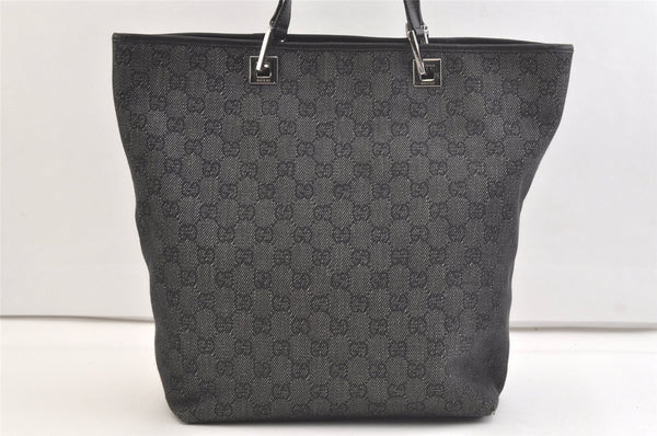Authentic GUCCI Vintage Shoulder Tote Bag GG Canvas Leather 31243 Black 3185K