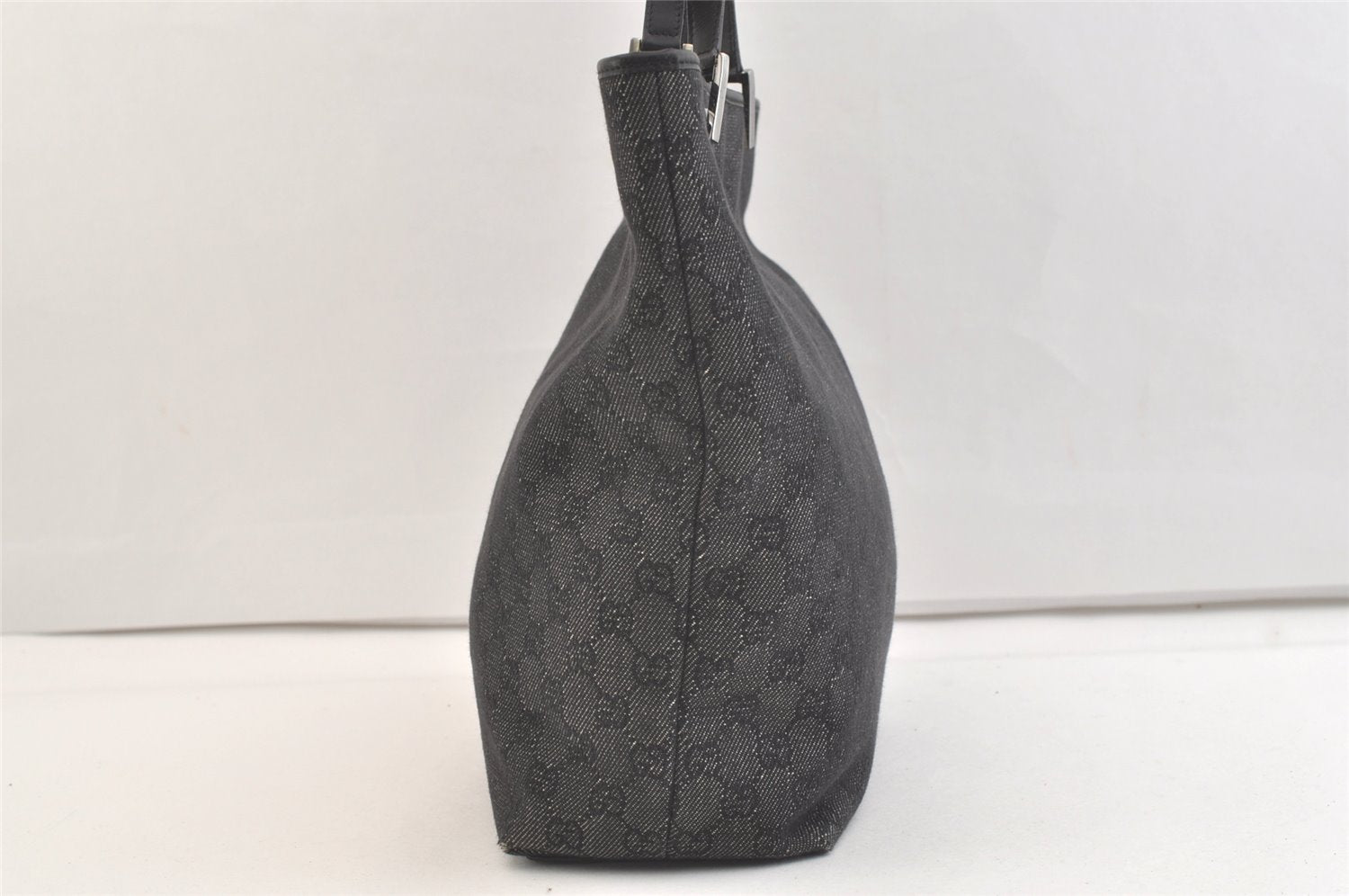 Authentic GUCCI Vintage Shoulder Tote Bag GG Canvas Leather 31243 Black 3185K