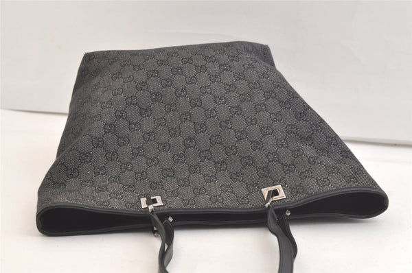 Authentic GUCCI Vintage Shoulder Tote Bag GG Canvas Leather 31243 Black 3185K