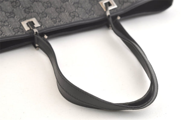 Authentic GUCCI Vintage Shoulder Tote Bag GG Canvas Leather 31243 Black 3185K