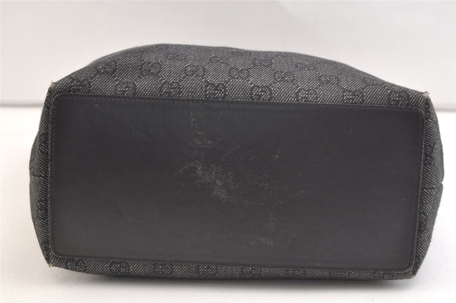 Authentic GUCCI Vintage Shoulder Tote Bag GG Canvas Leather 31243 Black 3185K