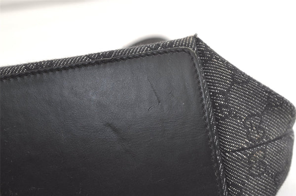Authentic GUCCI Vintage Shoulder Tote Bag GG Canvas Leather 31243 Black 3185K