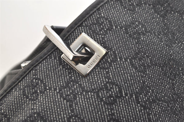 Authentic GUCCI Vintage Shoulder Tote Bag GG Canvas Leather 31243 Black 3185K