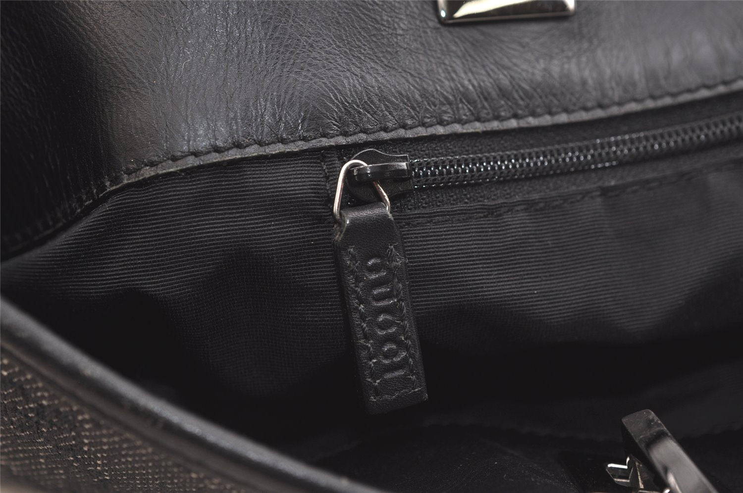 Authentic GUCCI Vintage Shoulder Tote Bag GG Canvas Leather 31243 Black 3185K