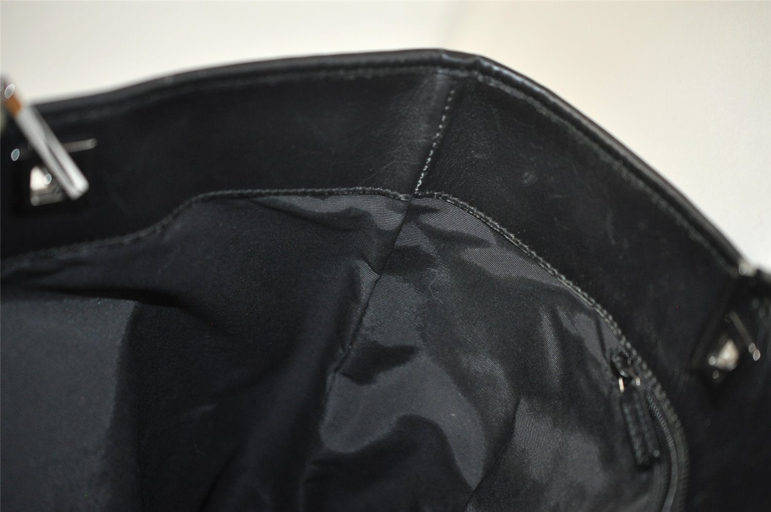 Authentic GUCCI Vintage Shoulder Tote Bag GG Canvas Leather 31243 Black 3185K