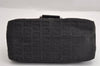 Authentic FENDI Zucchino Mamma Baguette Shoulder Bag Canvas Leather Black 3186J