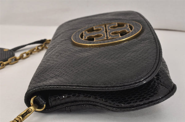 Authentic TORY BURCH Reva Chain Shoulder Cross Body Bag Leather Black 3186K