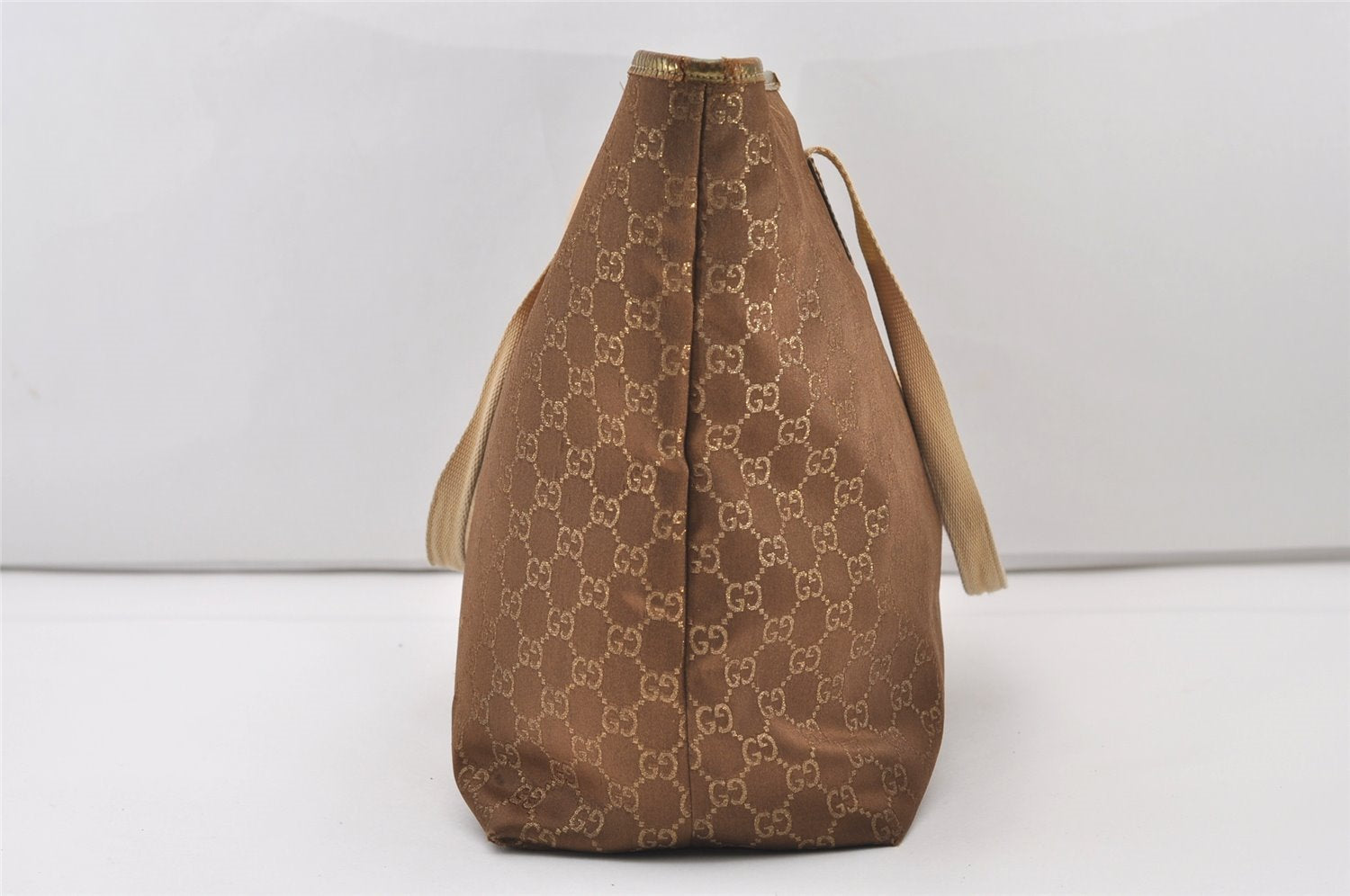 Authentic GUCCI Vintage Shoulder Tote Bag GG Canvas Leather 267474 Brown 3187J