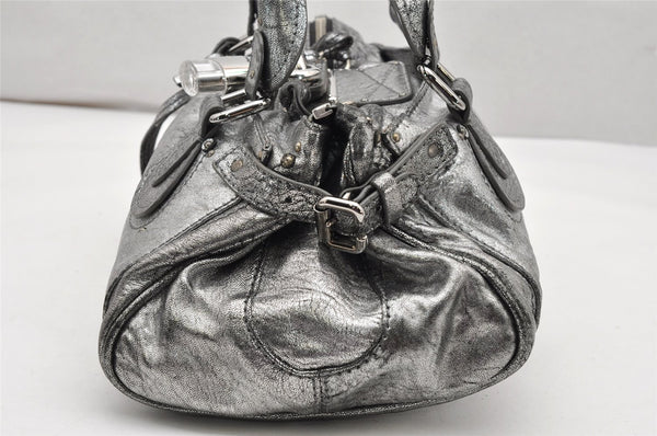 Authentic Chloe Vintage Paddington Leather Shoulder Hand Bag Silver 3187K