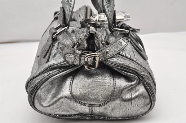 Authentic Chloe Vintage Paddington Leather Shoulder Hand Bag Silver 3187K