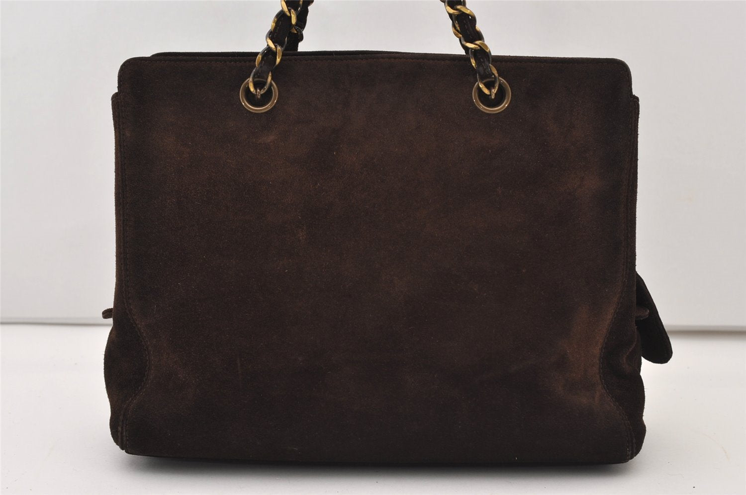 Authentic CHANEL CC Logo Chain Shoulder Hand Bag Purse Suede Brown 3188J