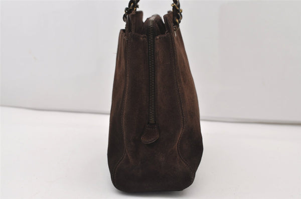 Authentic CHANEL CC Logo Chain Shoulder Hand Bag Purse Suede Brown 3188J