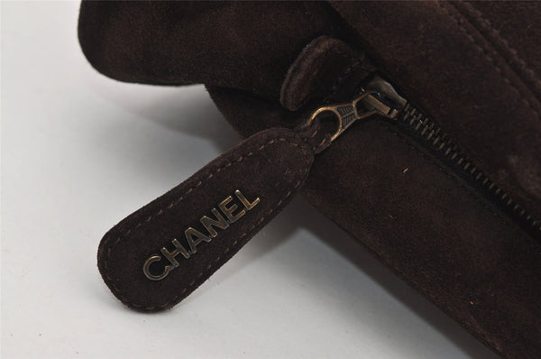 Authentic CHANEL CC Logo Chain Shoulder Hand Bag Purse Suede Brown 3188J