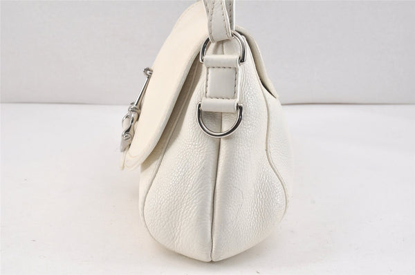 Authentic GUCCI Bamboo Horsebit Shoulder Hand Bag Leather 240266 White 3189K