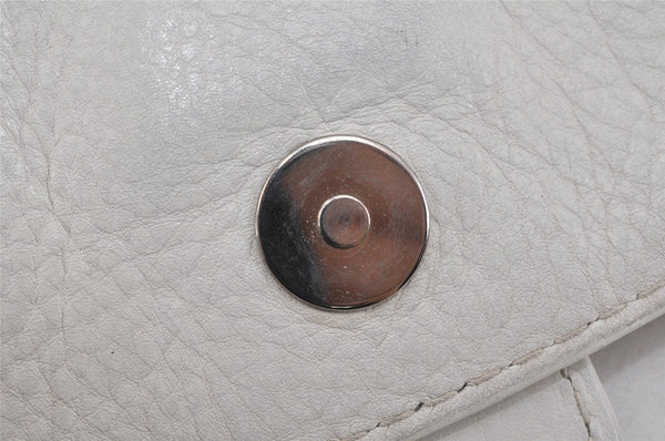 Authentic GUCCI Bamboo Horsebit Shoulder Hand Bag Leather 240266 White 3189K