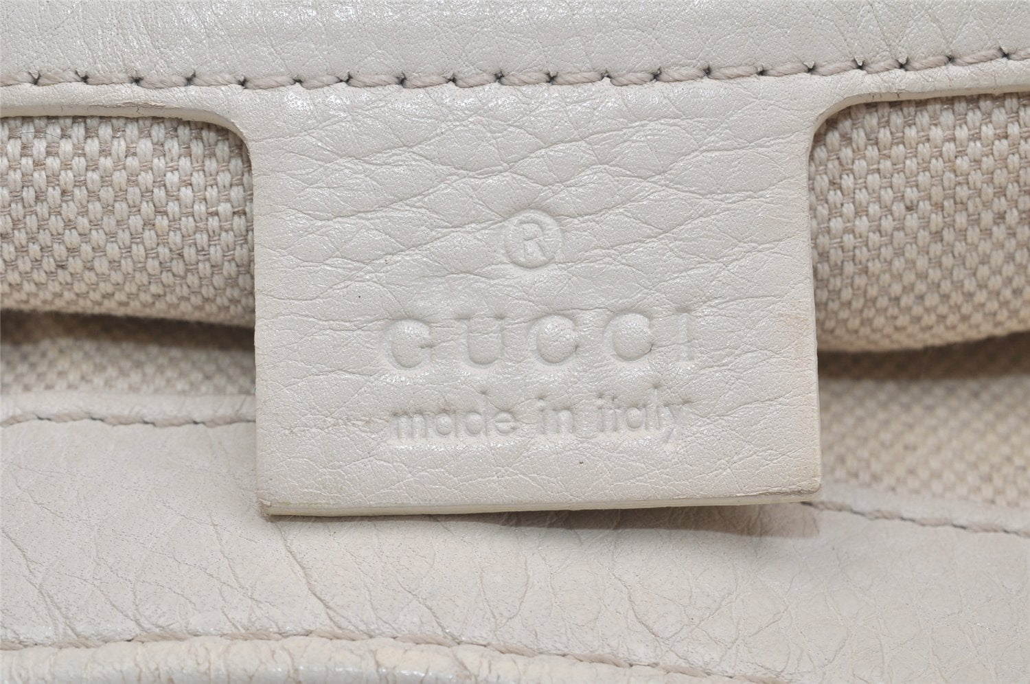Authentic GUCCI Bamboo Horsebit Shoulder Hand Bag Leather 240266 White 3189K