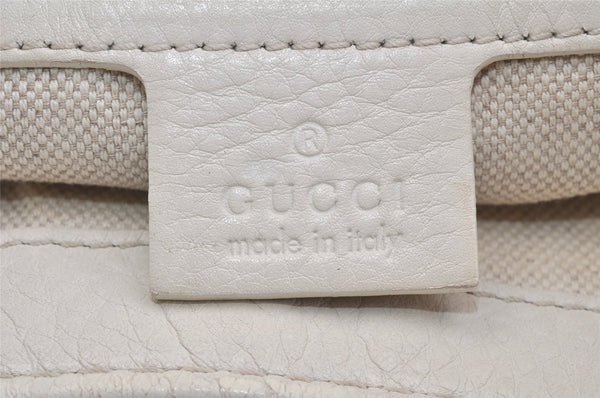 Authentic GUCCI Bamboo Horsebit Shoulder Hand Bag Leather 240266 White 3189K