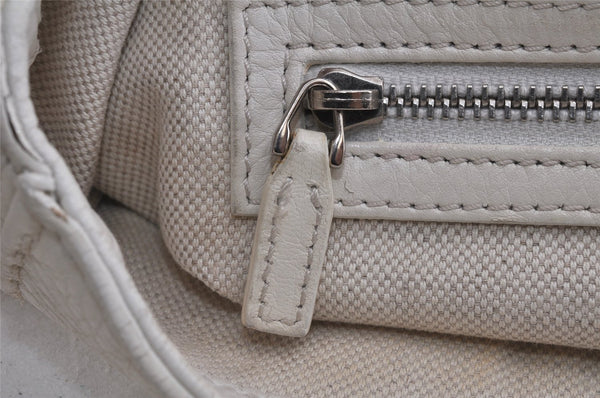 Authentic GUCCI Bamboo Horsebit Shoulder Hand Bag Leather 240266 White 3189K