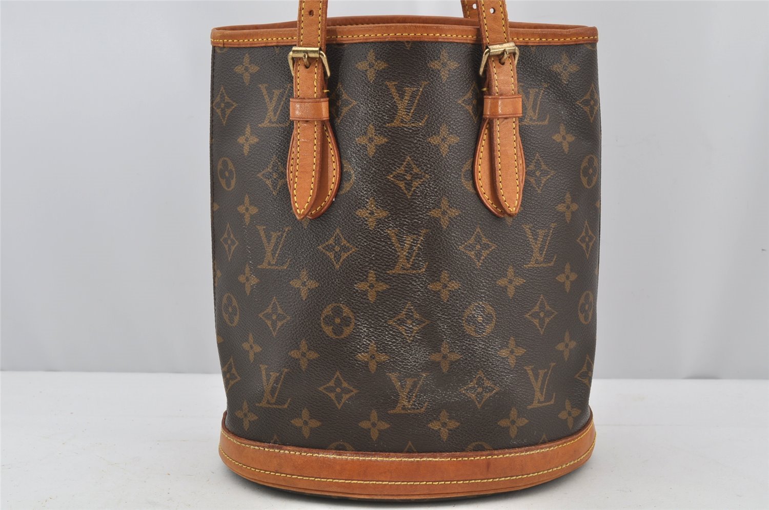 Authentic Louis Vuitton Monogram Bucket PM Shoulder Tote Bag M42238 LV 3190J
