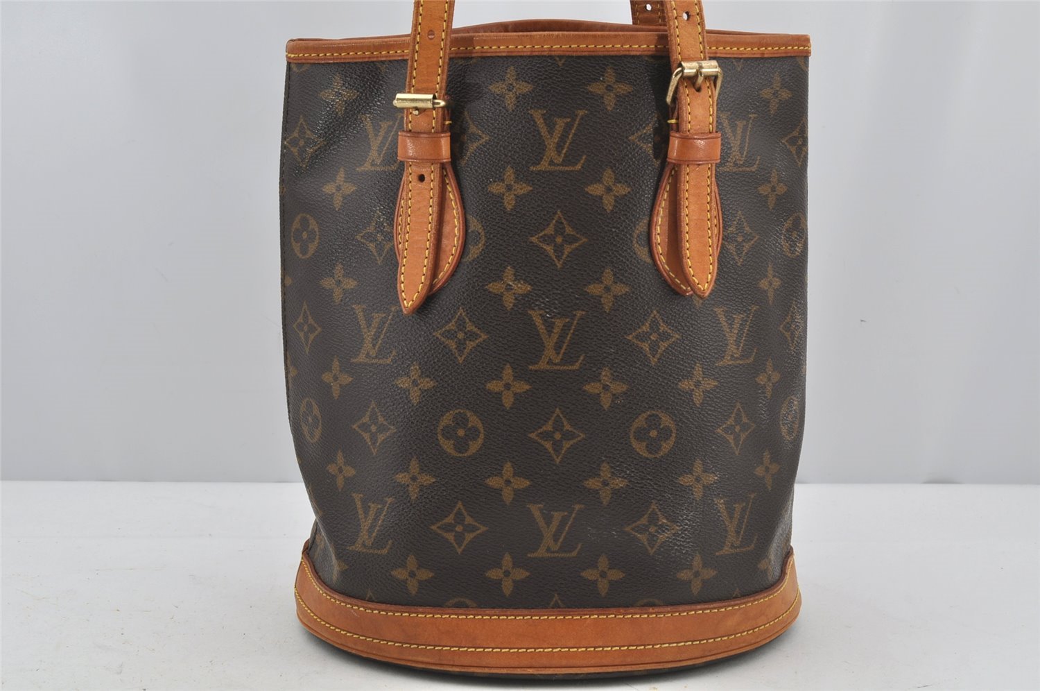 Authentic Louis Vuitton Monogram Bucket PM Shoulder Tote Bag M42238 LV 3190J