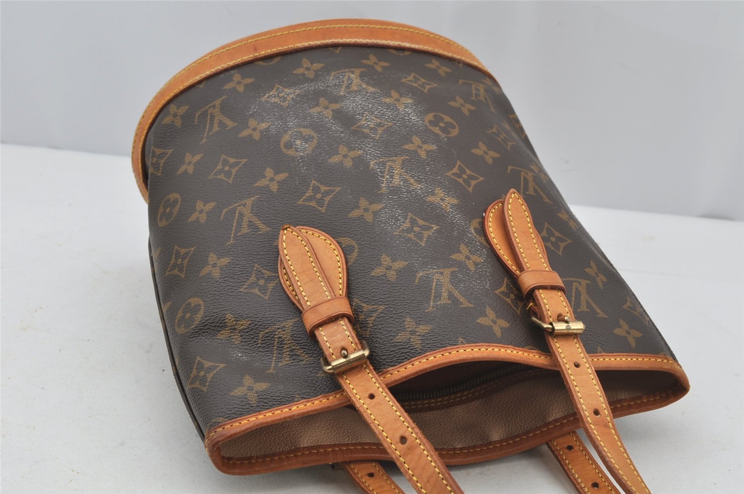 Authentic Louis Vuitton Monogram Bucket PM Shoulder Tote Bag M42238 LV 3190J