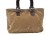 Authentic FENDI Vintage Corduroy Leather Tote Hand Bag Beige Khaki 3190K