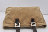 Authentic FENDI Vintage Corduroy Leather Tote Hand Bag Beige Khaki 3190K