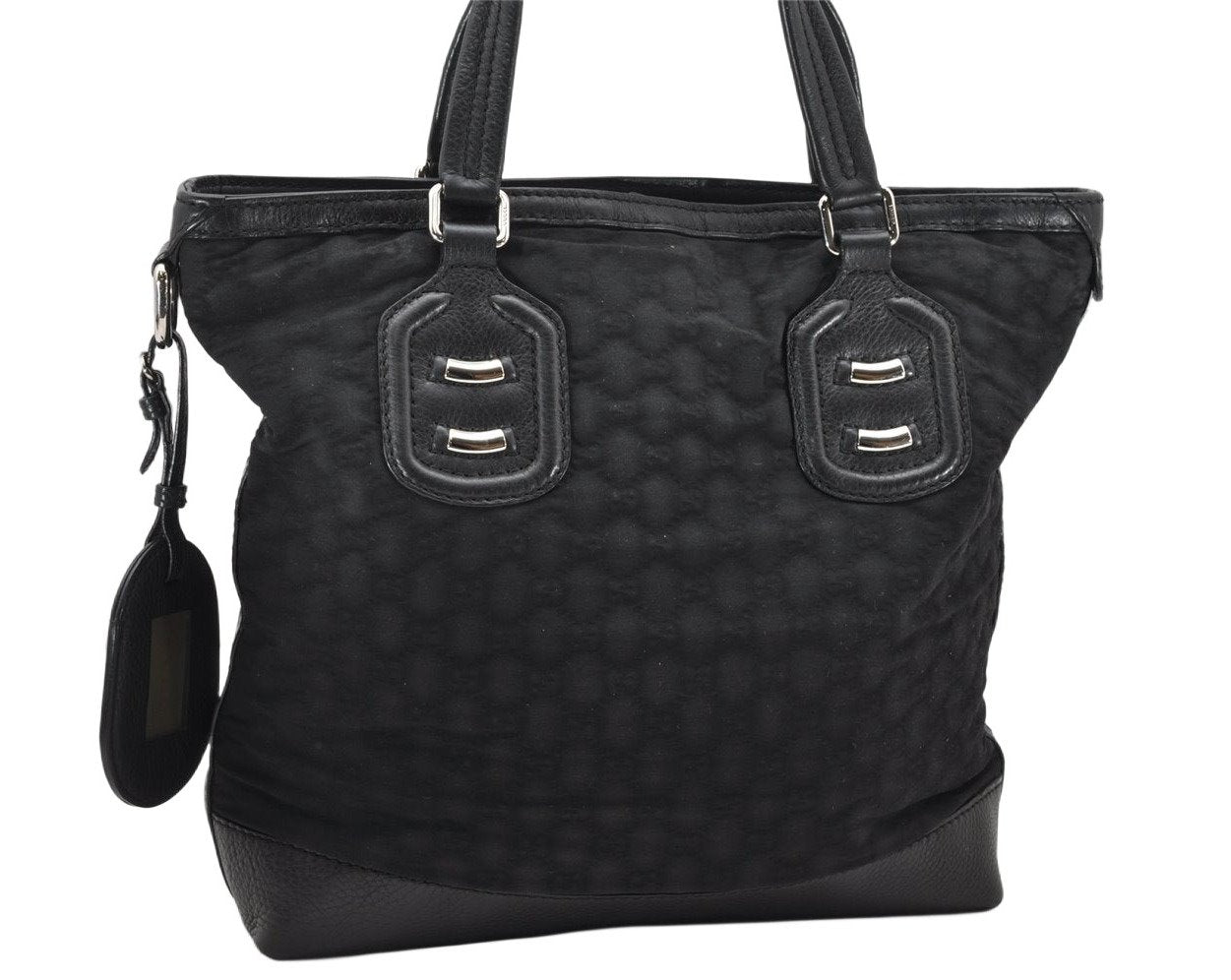 Authentic GUCCI Vintage Shoulder Tote Bag GG Nylon Leather 241104 Black 3191K