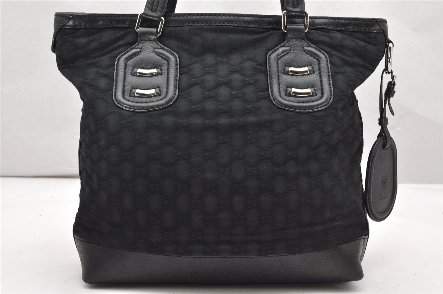 Authentic GUCCI Vintage Shoulder Tote Bag GG Nylon Leather 241104 Black 3191K