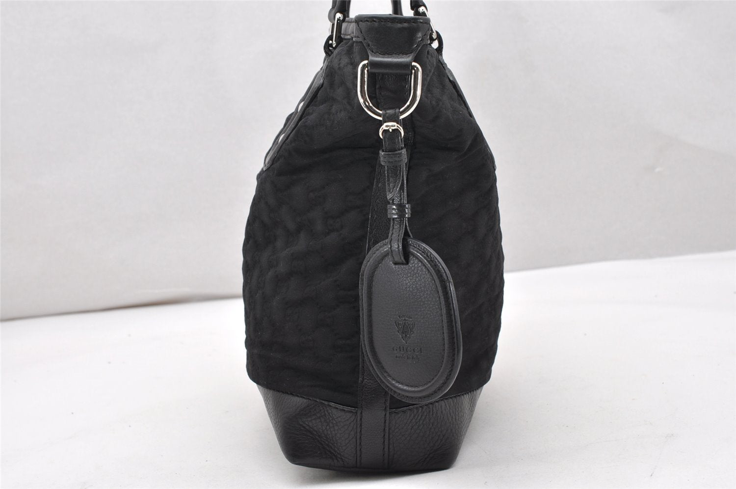 Authentic GUCCI Vintage Shoulder Tote Bag GG Nylon Leather 241104 Black 3191K