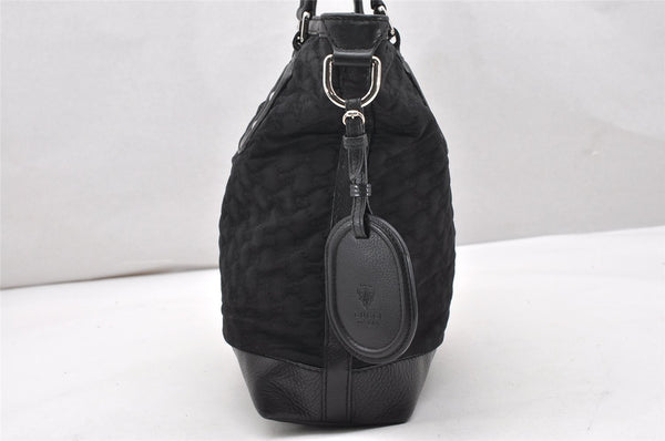 Authentic GUCCI Vintage Shoulder Tote Bag GG Nylon Leather 241104 Black 3191K
