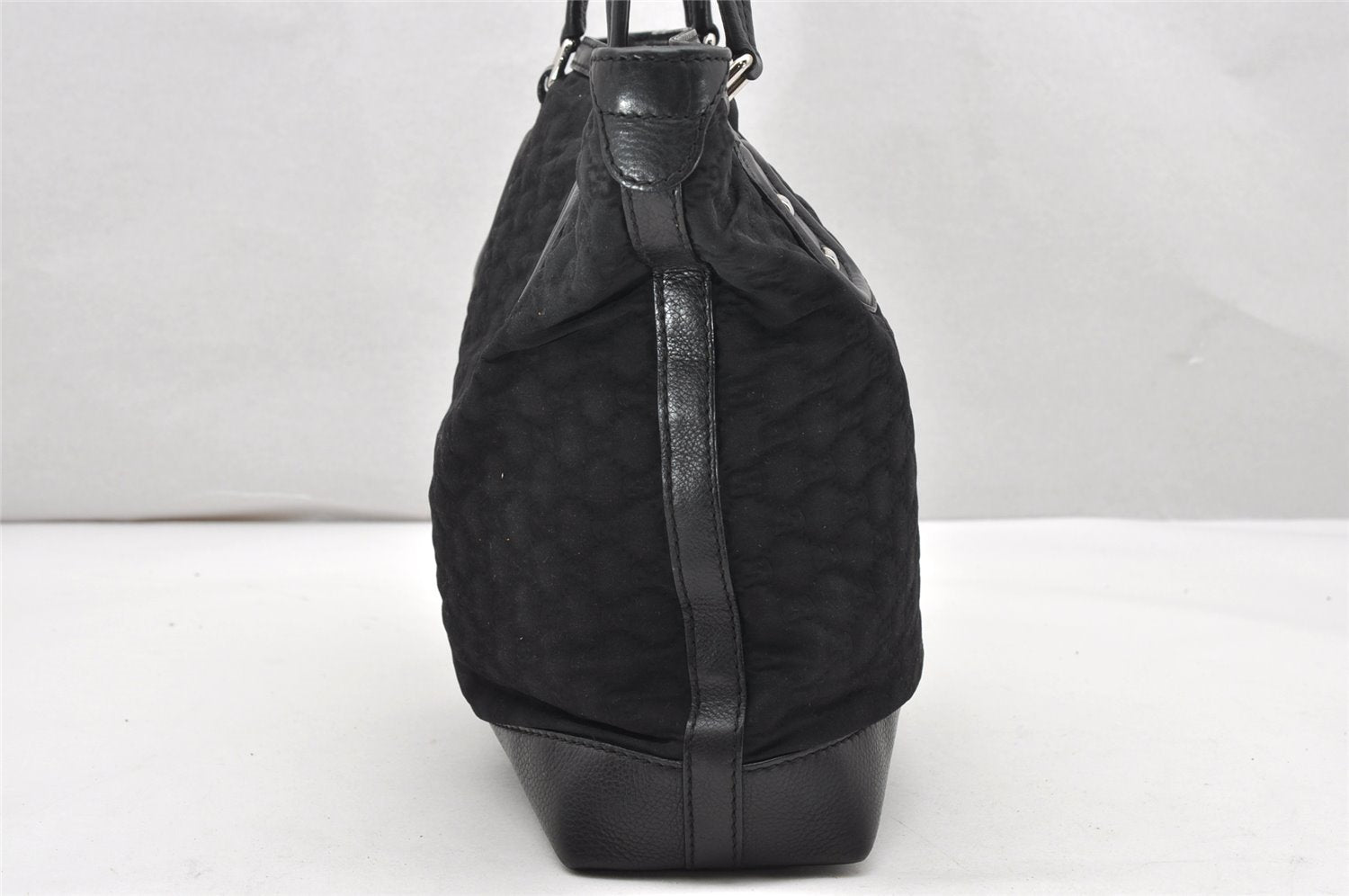 Authentic GUCCI Vintage Shoulder Tote Bag GG Nylon Leather 241104 Black 3191K