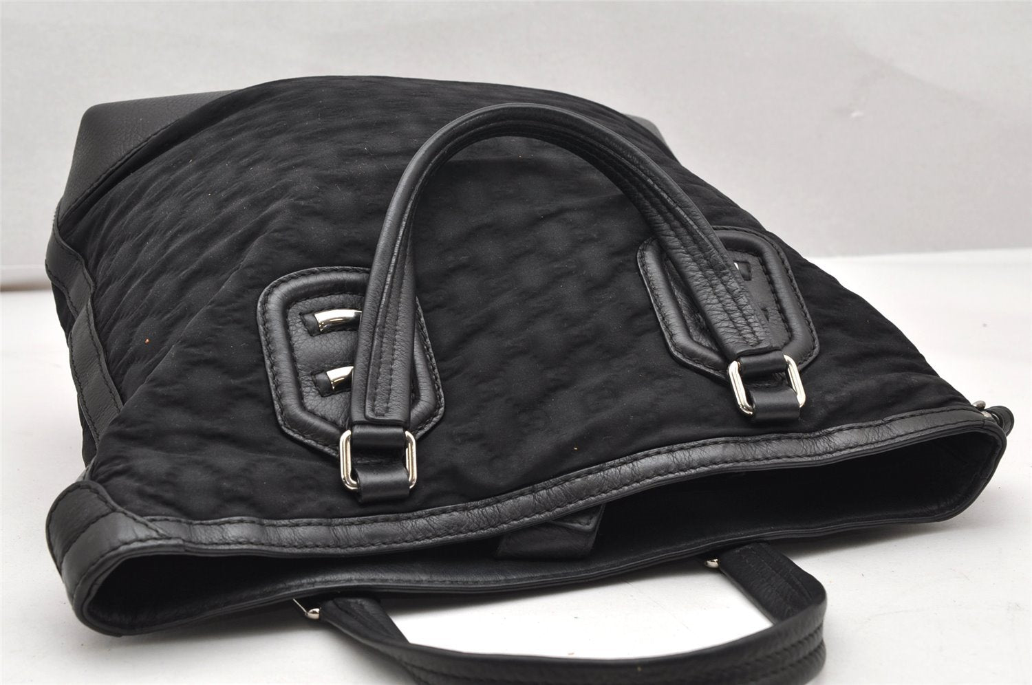 Authentic GUCCI Vintage Shoulder Tote Bag GG Nylon Leather 241104 Black 3191K