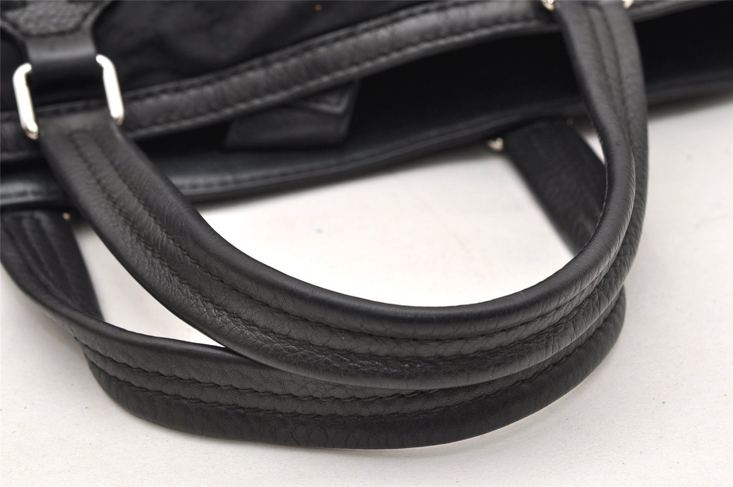 Authentic GUCCI Vintage Shoulder Tote Bag GG Nylon Leather 241104 Black 3191K