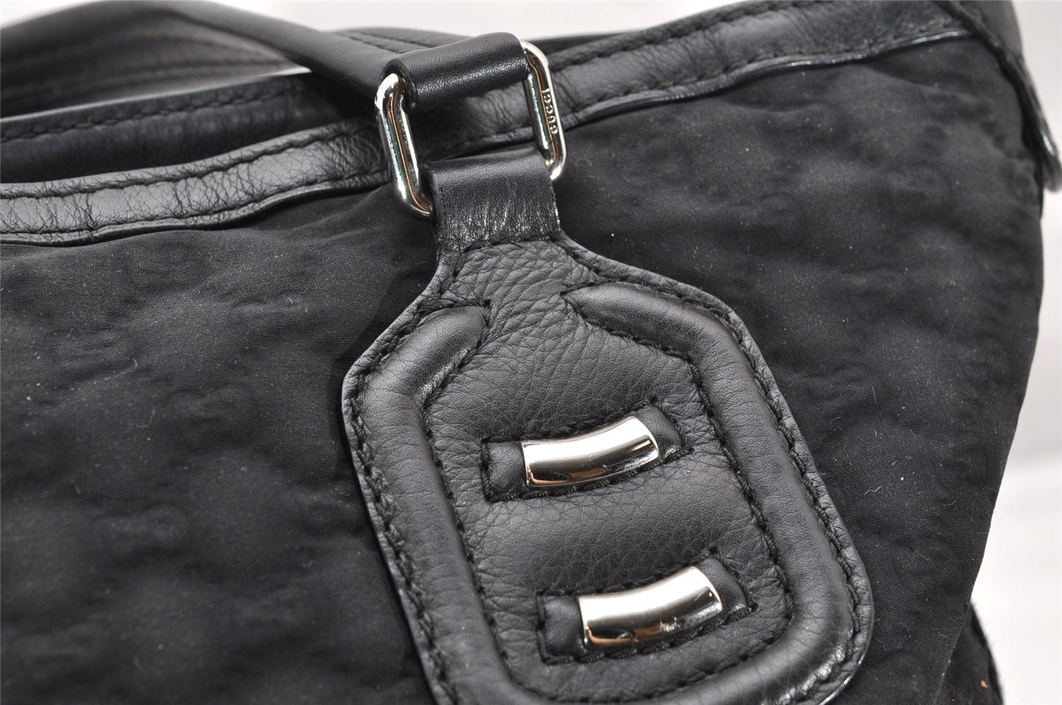 Authentic GUCCI Vintage Shoulder Tote Bag GG Nylon Leather 241104 Black 3191K