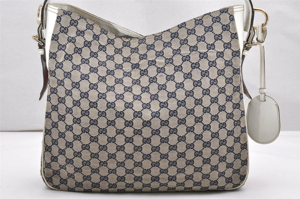 Authentic GUCCI Sherry Line Shoulder Bag GG Canvas Leather 247597 Navy 3192K