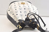 Authentic MCM Leather Vintage Shoulder Cross Drawstring Bag White 3194K