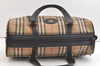 Authentic Burberrys Nova Check Canvas Leather Hand Boston Bag Beige 3195K