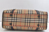 Authentic Burberrys Nova Check Canvas Leather Hand Boston Bag Beige 3195K