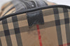 Authentic Burberrys Nova Check Canvas Leather Hand Boston Bag Beige 3195K