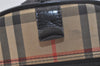 Authentic Burberrys Nova Check Canvas Leather Hand Boston Bag Beige 3195K
